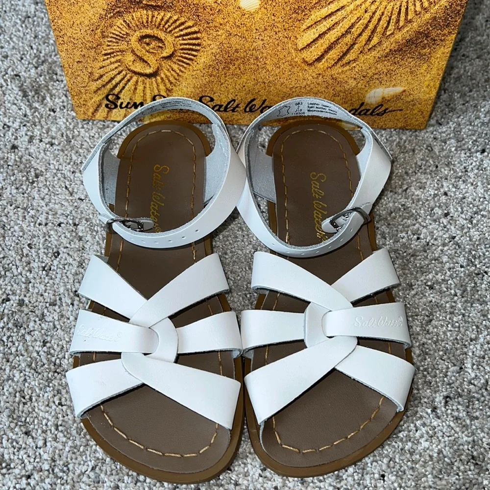 AUTH NIB Salt Water the Original Sandal Toddler Little Kids WHITE